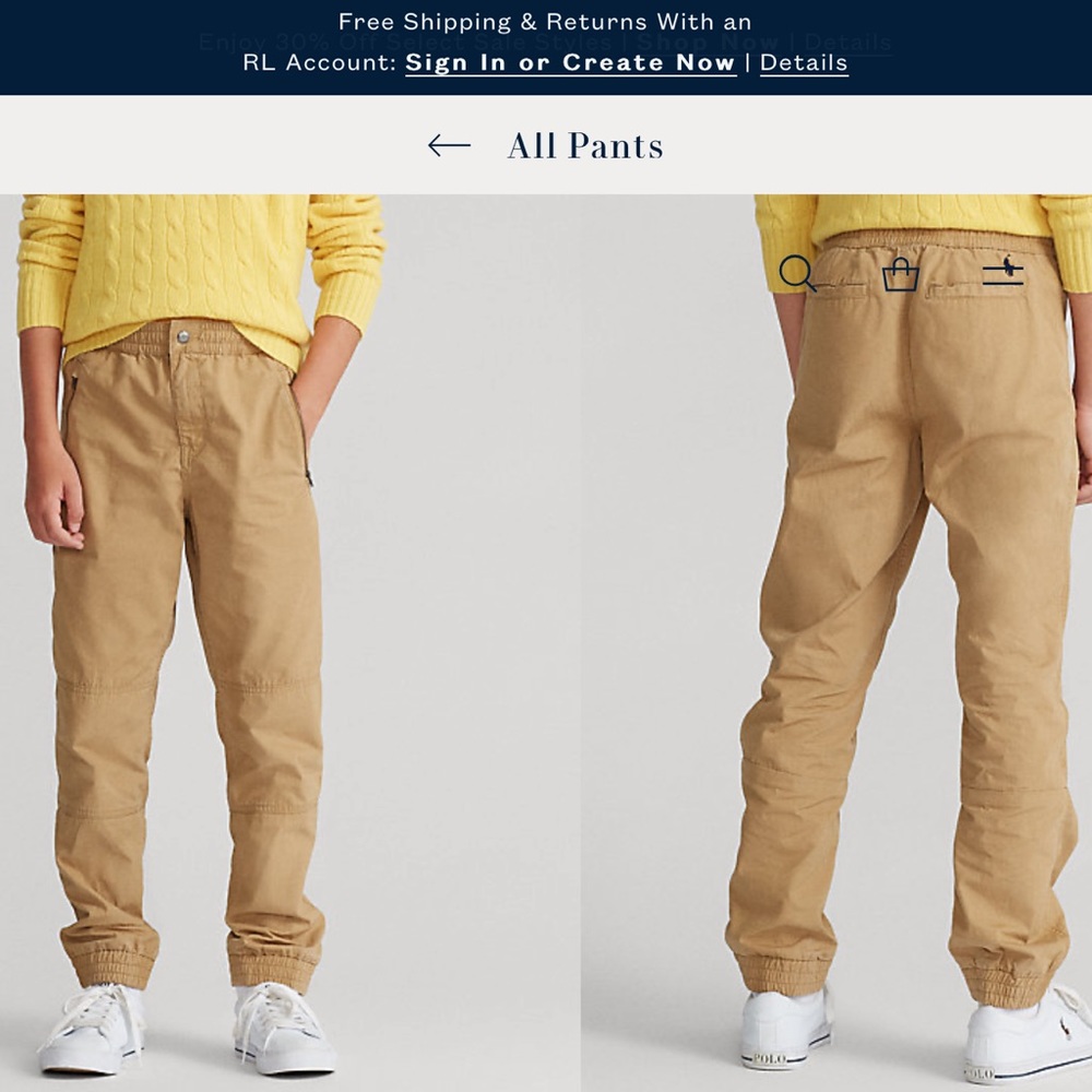Ralph Lauren Polo Cotton Poplin Jogger Pant Uniform Pants